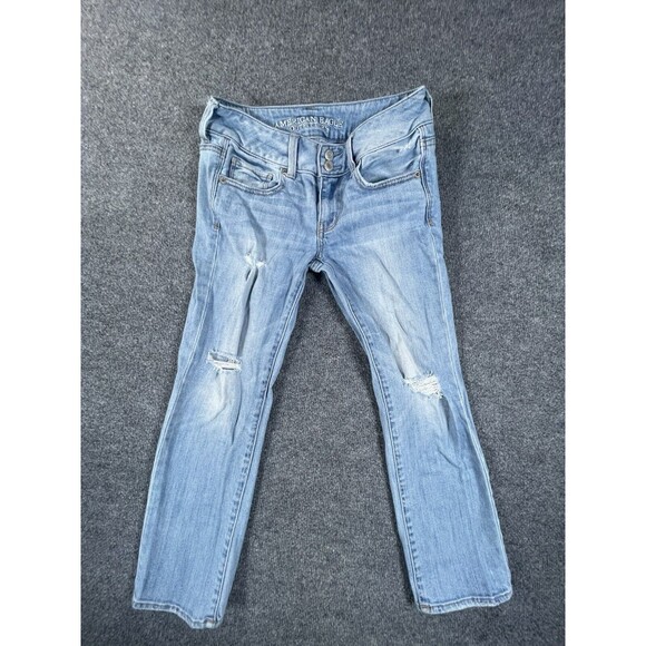 American Eagle Jeans Womens 0 Blue Artist Crop Super Stretch Light Wash Denim - Picture 1 of 8
